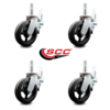 Service Caster 8 Inch Rubber Scaffold Caster Set with 1-1/4” Stem w/Brakes SCC-SF30S820-RSR-138-4